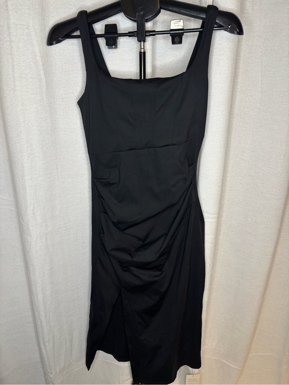 HALARA Black Square-Neck Midi Sheath Dress